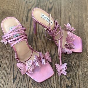 Steve Madden Iridescent Pink Butterfly Heels, Size 7